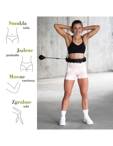 HHW12 HULA HOOP PLUS РАЗМЕР ЧЕРЕН С МАСАЖНИ ВАНИ И ПЛОЩАТ HMS + КОЛАН ЗА ОТСЛАБВАНЕ BR163 ЧЕРВЕН