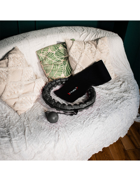 HHW12 HULA HOOP PLUS РАЗМЕР ЧЕРЕН С МАСАЖНИ ВАНИ И ПЛОЩАТ HMS + КОЛАН ЗА ОТСЛАБВАНЕ BR163 ЧЕРВЕН