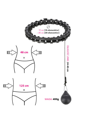 HHW12 HULA HOOP PLUS РАЗМЕР ЧЕРЕН С МАСАЖНИ ВАНИ И ПЛОЩАТ HMS + КОЛАН ЗА ОТСЛАБВАНЕ BR163 ЧЕРВЕН