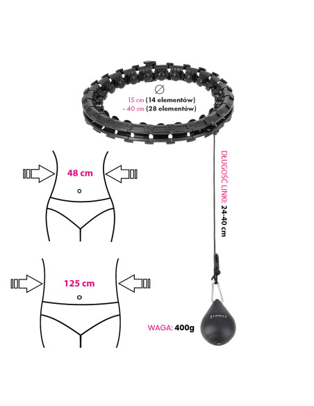 HHW12 HULA HOOP PLUS РАЗМЕР ЧЕРЕН С МАСАЖНИ ВАНИ И ПЛОЩАТ HMS + КОЛАН ЗА ОТСЛАБВАНЕ BR163 ЧЕРВЕН